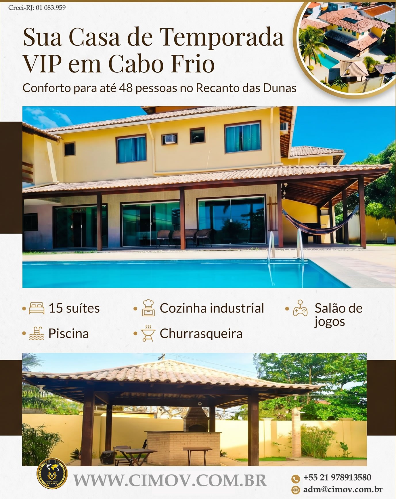 AL00018  - Sua Casa de Temporada VIP em Cabo Frio: Conforto para 48 Pessoas no Recanto das Dunas!
